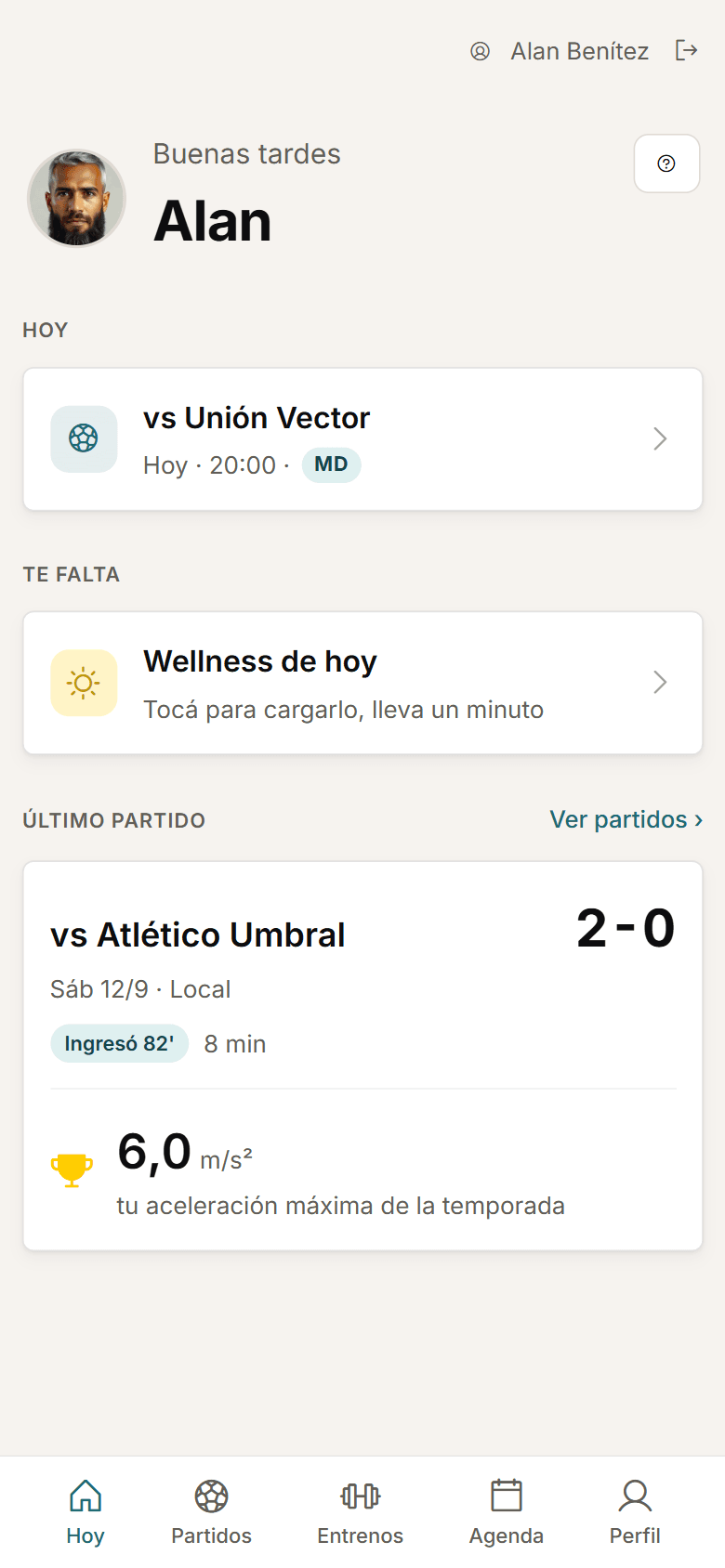 Recorte del panel del jugador en el celular.